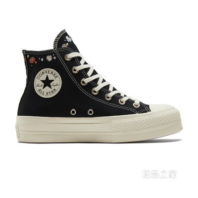 【女子】All Star Lift厚底刺绣帆布鞋 女款 黑/多色