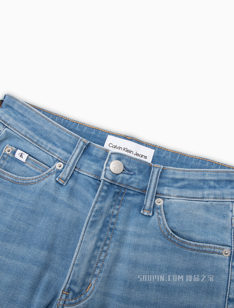 Calvin Klein 女士高弹力高腰紧身破洞九分牛仔裤J218737