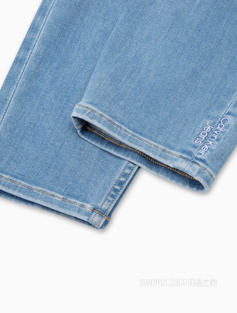 Calvin Klein 女士高弹力高腰紧身破洞九分牛仔裤J218737