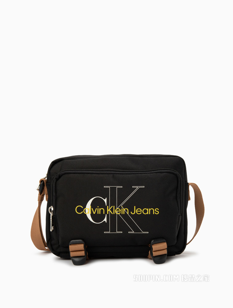 Calvin Klein 男士时尚撞色肩带交叠LOGO斜挎相机包HH3014