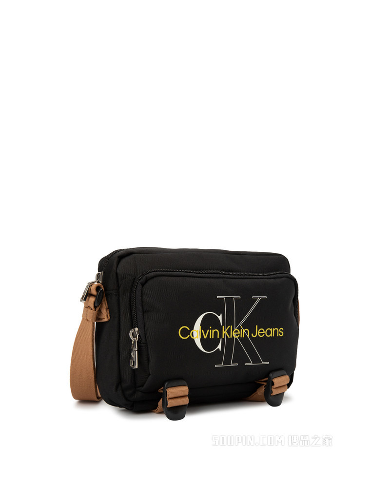 Calvin Klein 男士时尚撞色肩带交叠LOGO斜挎相机包HH3014