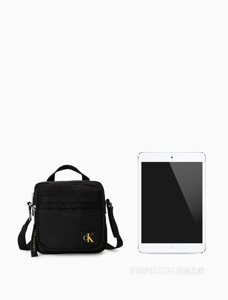 Calvin Klein 男士经典拉链荧光色LOGO织标单肩斜挎包HH3080