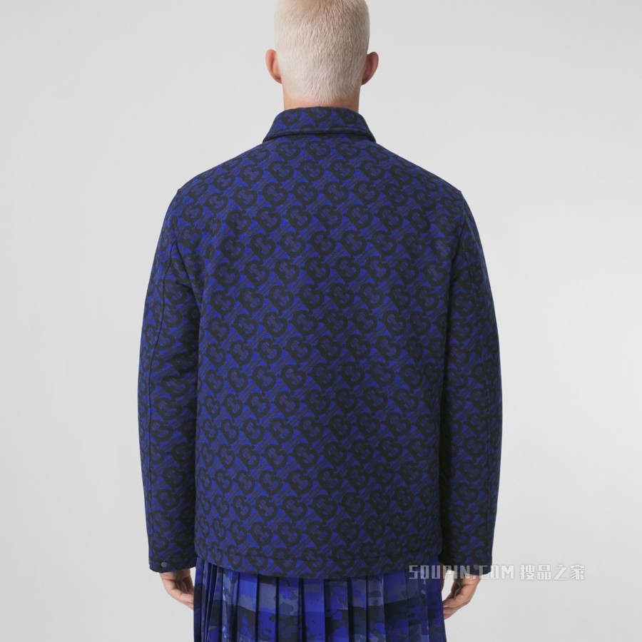 专属标识羊毛提花衬衫式外套 (深皇家蓝色) - 男士
