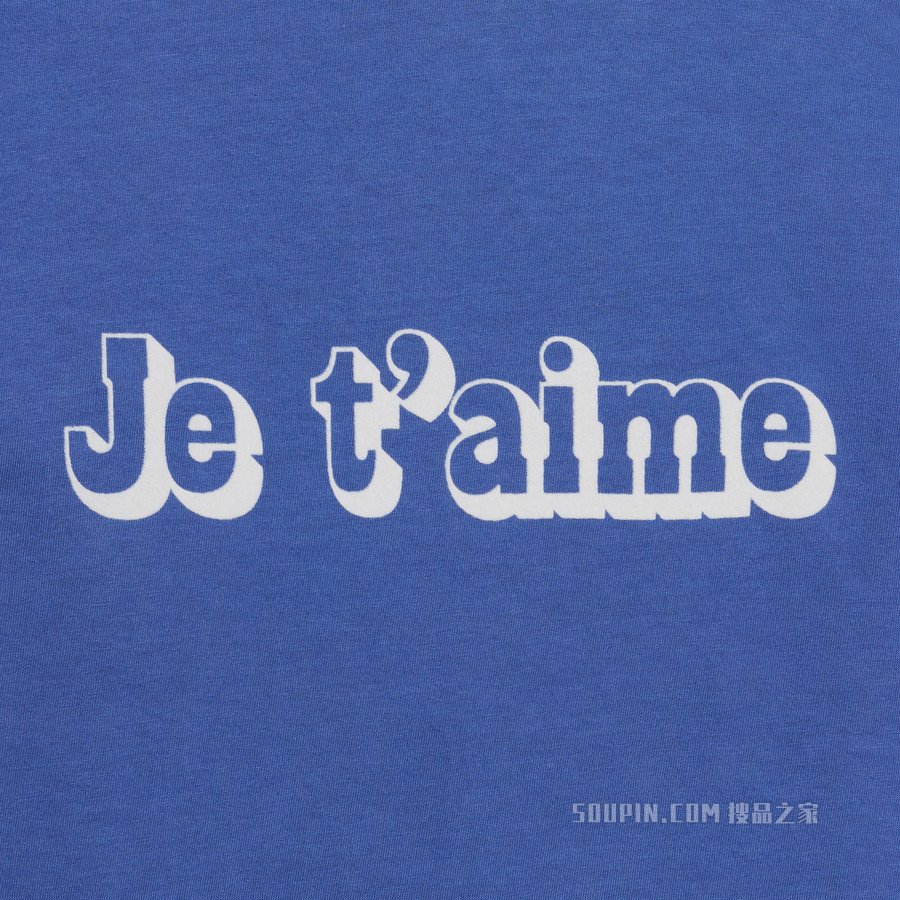 JE T'AIME棉质平纹针织T恤 bright blue / off white-06BE