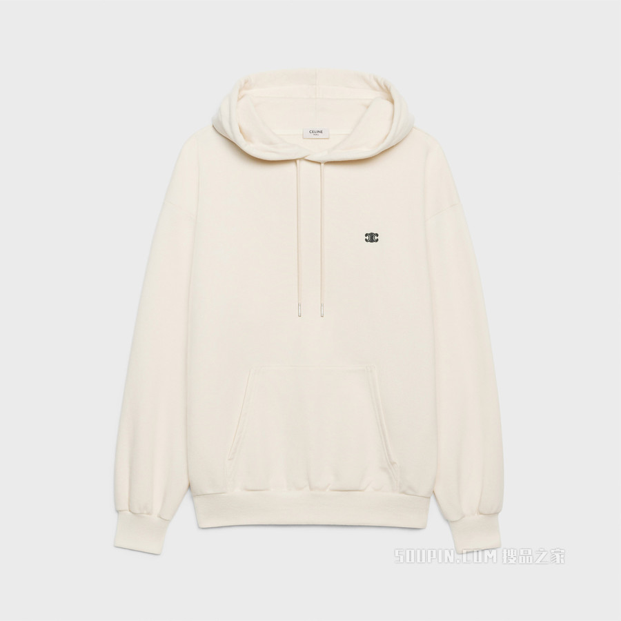 棉/山羊绒TRIOMPHE连帽衫 LIGHT IVORY-01LI