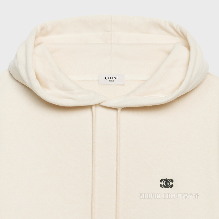 棉/山羊绒TRIOMPHE连帽衫 LIGHT IVORY-01LI