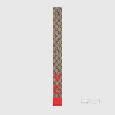 GG“Love”印花真丝领结 米色和红色
