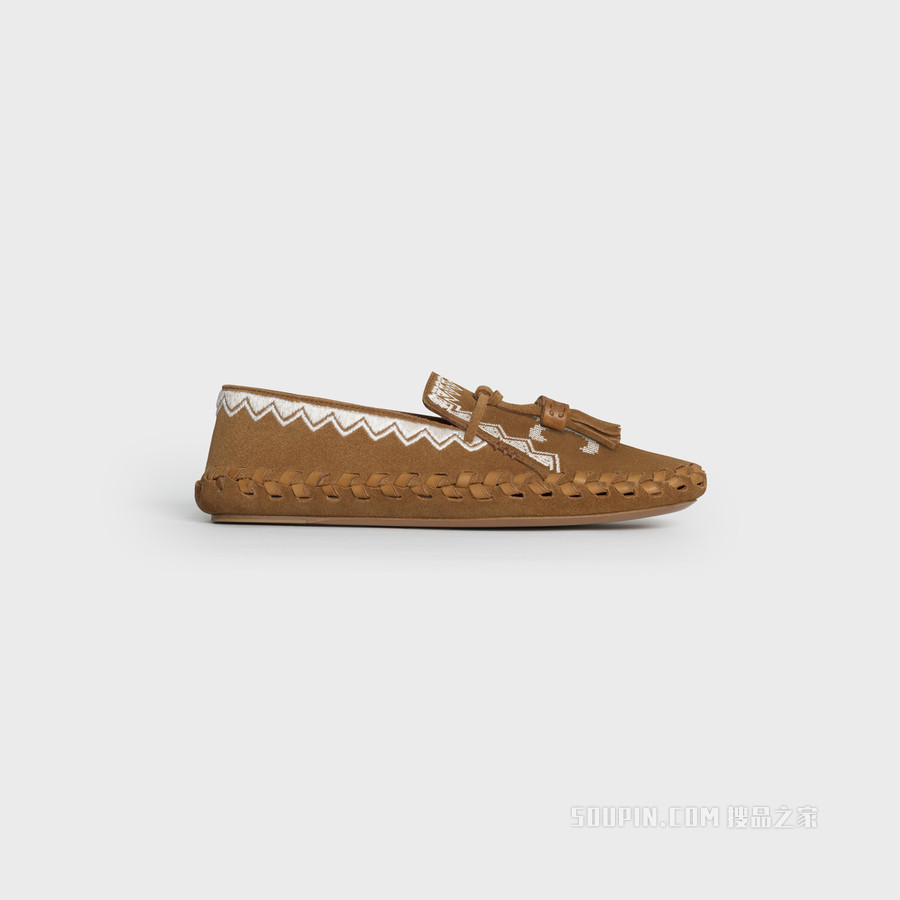 CELINE Marlou牛皮绒面革平底便鞋 沙滩色-03SD