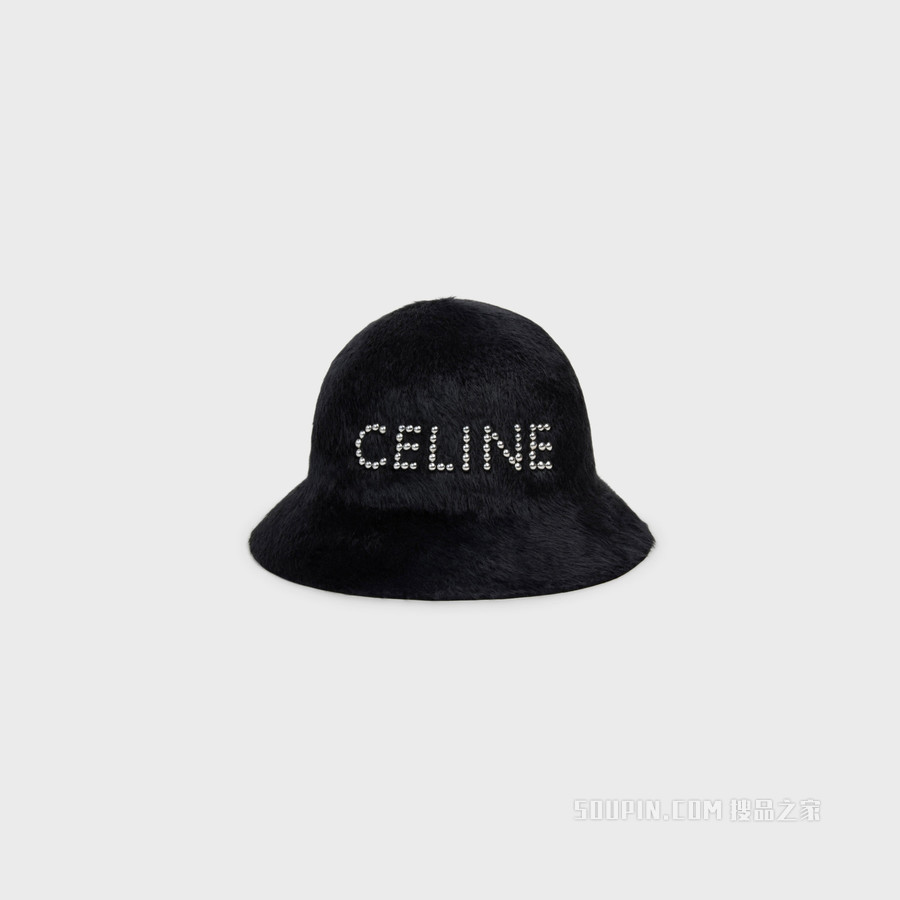 CELINE毛毡饰钉钟形帽 黑色-38NO