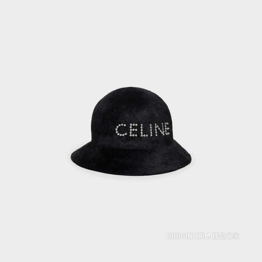 CELINE毛毡饰钉钟形帽 黑色-38NO