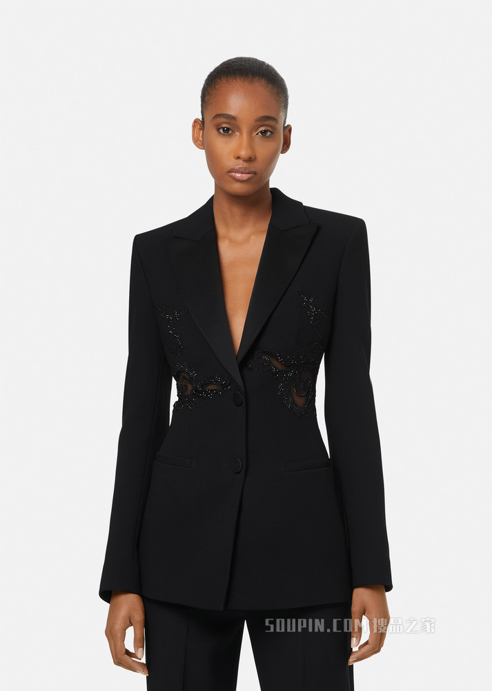 水晶刺绣西装外套