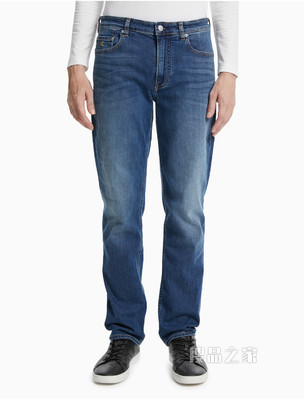 Calvin Klein 男士复古合体低腰猫须LOGO皮标水洗牛仔裤J317938