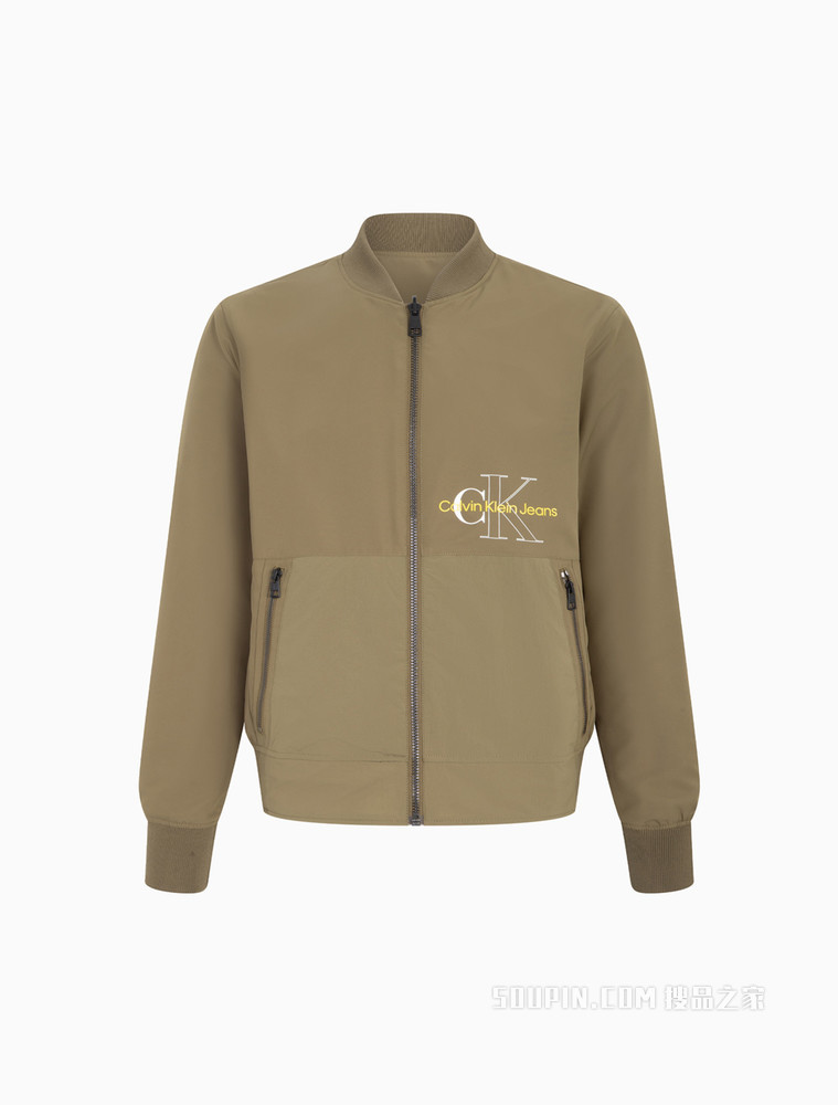 Calvin Klein 男士双面穿棒球领LOGO贴片飞行夹克外套J320578