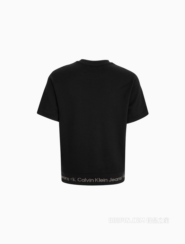 Calvin Klein 男士圆领纯棉螺纹LOGO提花短袖T恤J320776