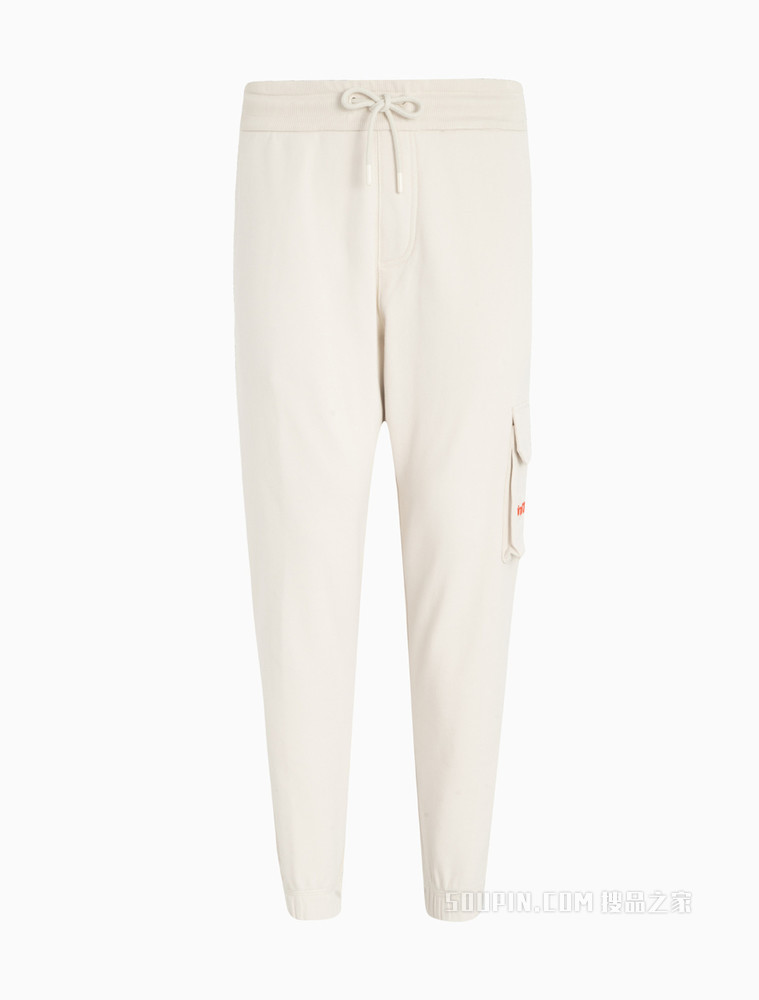 Calvin Klein 男士抽绳腰束脚纯棉交叠LOGO休闲裤J320942