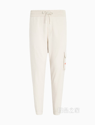 Calvin Klein 男士抽绳腰束脚纯棉交叠LOGO休闲裤J320942