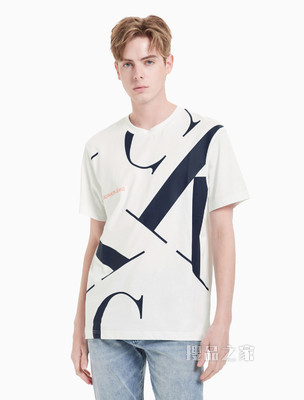 Calvin Klein 男装时尚简约LOGO印花全棉圆领短袖T恤J317893