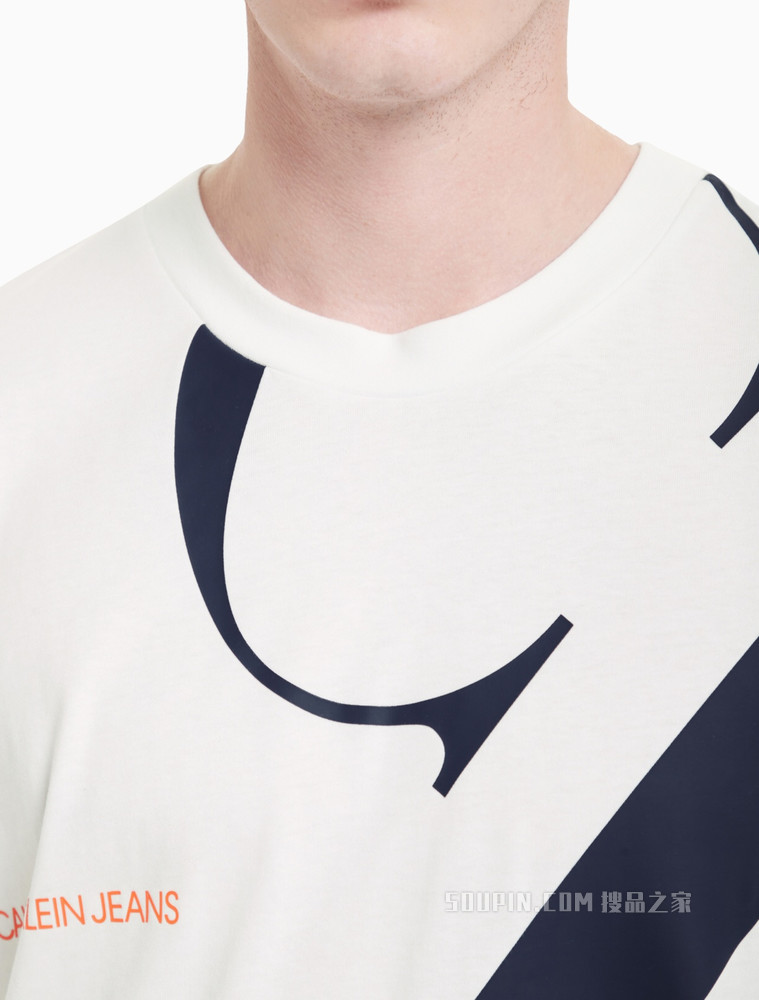 Calvin Klein 男装时尚简约LOGO印花全棉圆领短袖T恤J317893