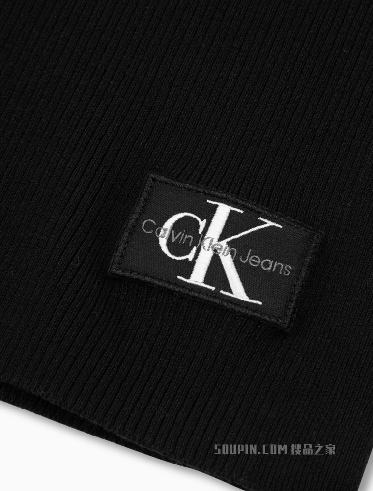 Calvin Klein 女士V领修身短袖LOGO绣片毛衣针织衫J218864