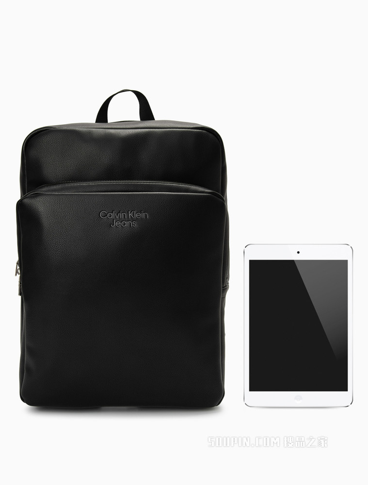 Calvin Klein 男士经典时尚拉链方形撞色LOGO双肩背包HH3064