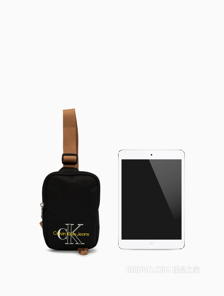 Calvin Klein 男士时尚撞色插扣肩带交叠LOGO手机挎包HP1781