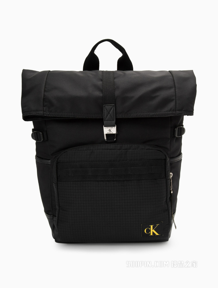Calvin Klein 男士经典金属卡扣翻盖LOGO织标双肩包HH3076