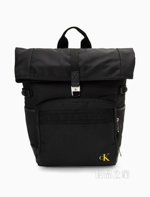 Calvin Klein 男士经典金属卡扣翻盖LOGO织标双肩包HH3076