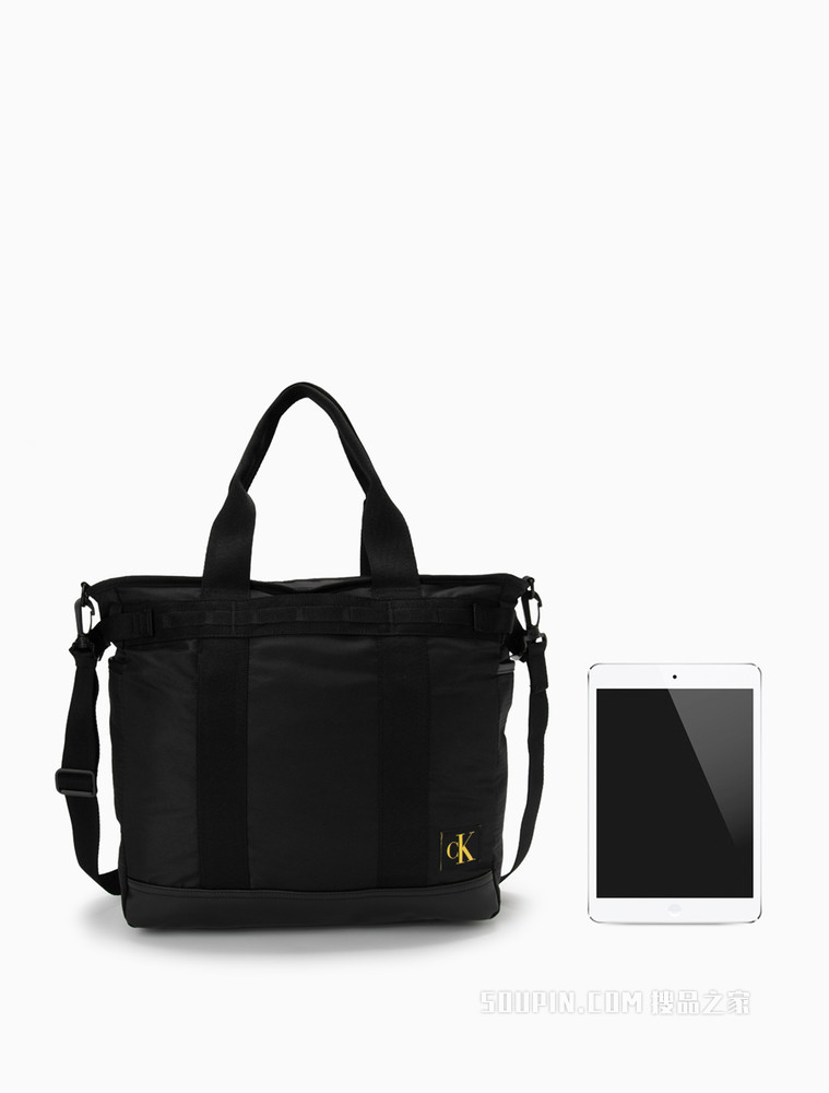 Calvin Klein 男士经典手提荧光色LOGO可卸肩带托特包HH3077