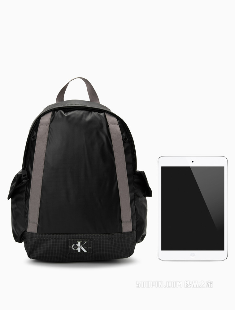 Calvin Klein 男士户外休闲格纹LOGO贴片飞行员双肩包HH3086