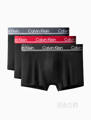 Calvin Klein 男士三条装LOGO腰边弹力轻薄平角内裤NP2443O