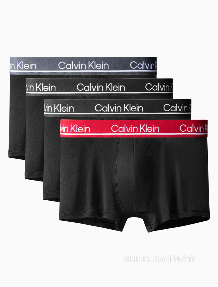 Calvin Klein 男士四条装LOGO腰边弹力轻薄平角内裤NP2446O
