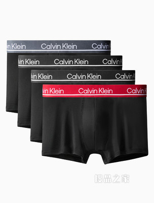 Calvin Klein 男士四条装LOGO腰边弹力轻薄平角内裤NP2446O