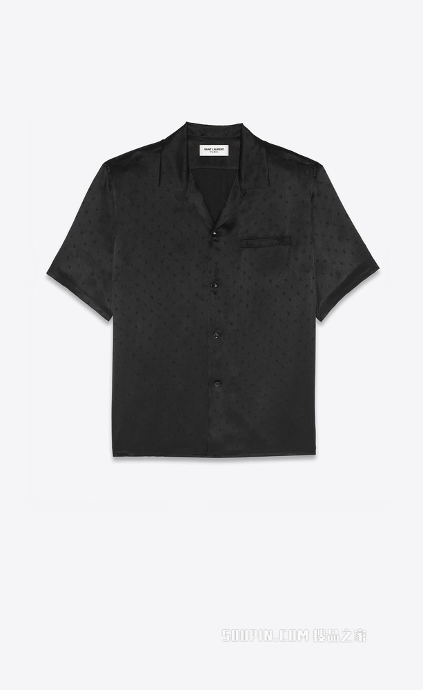 哑光和亮面桑蚕丝鲨鱼领衬衫