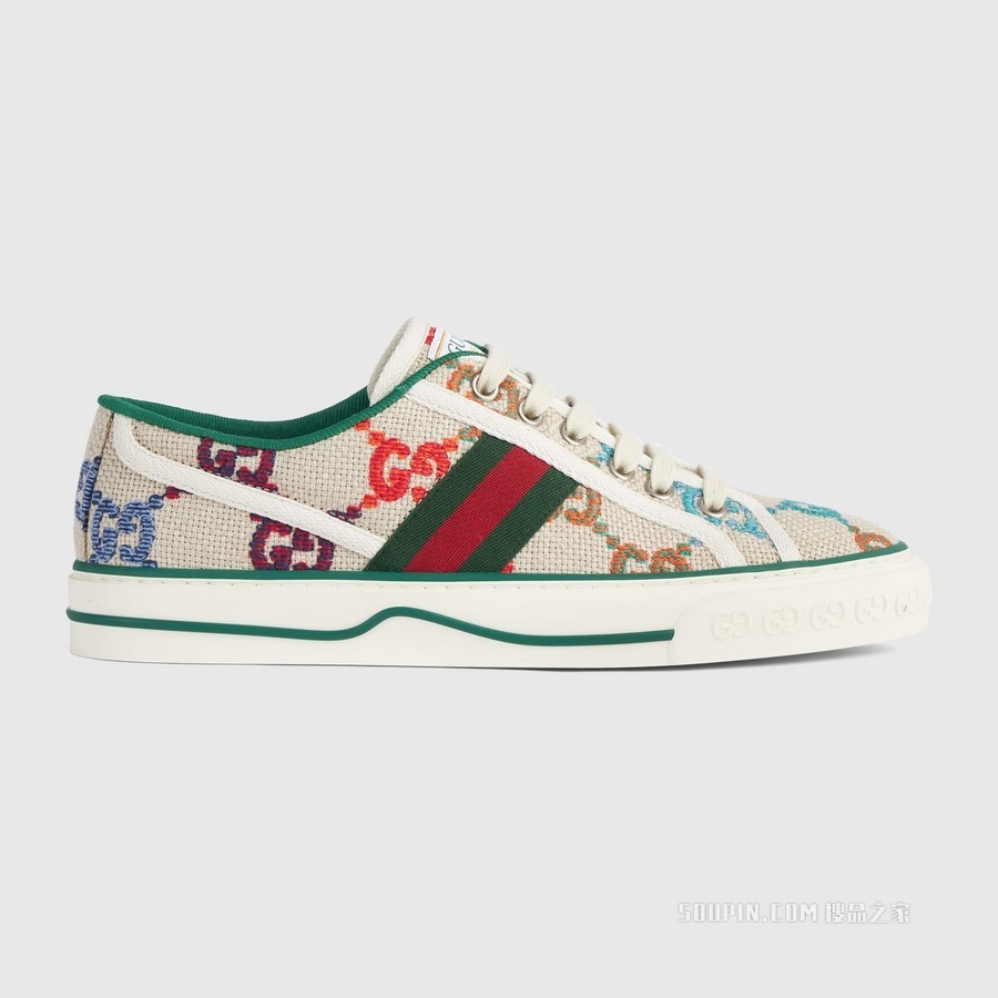 Gucci Tennis 1977系列女士运动鞋 GG亚麻织物