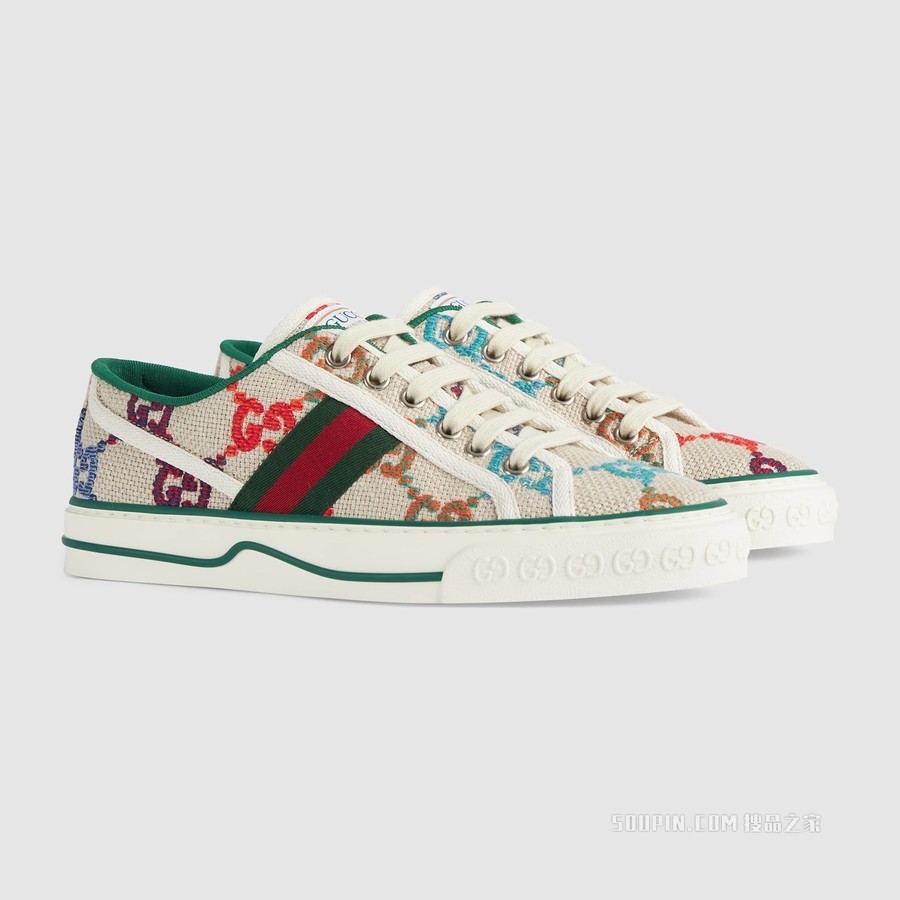Gucci Tennis 1977系列女士运动鞋 GG亚麻织物