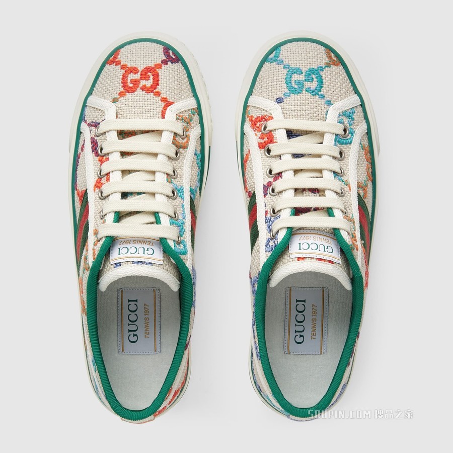 Gucci Tennis 1977系列女士运动鞋 GG亚麻织物