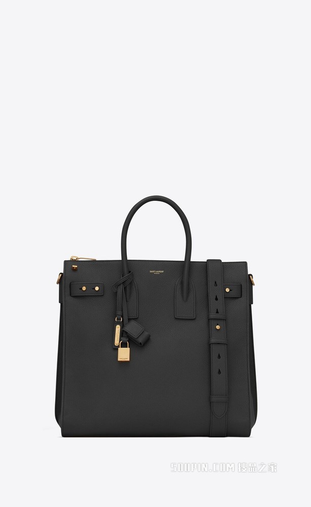 Sac de Jour竖款粒面皮革托特包