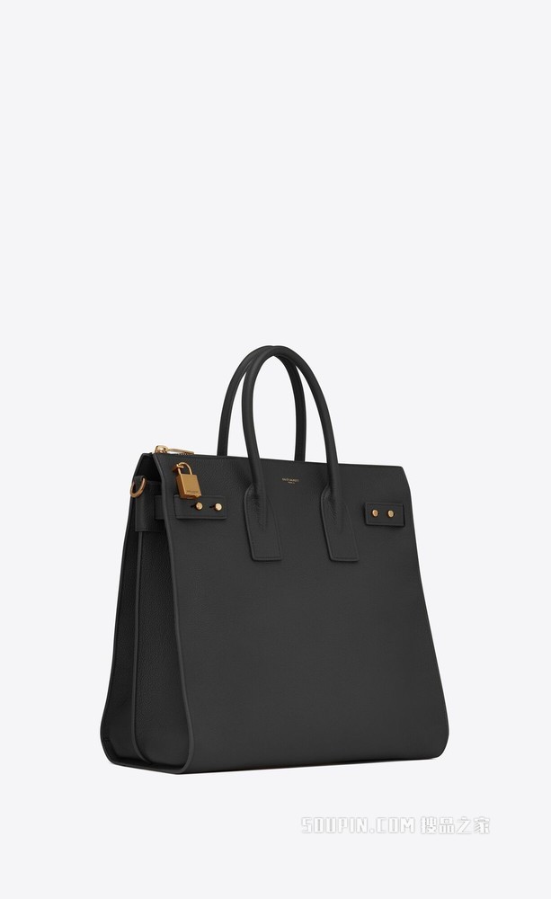 Sac de Jour竖款粒面皮革托特包
