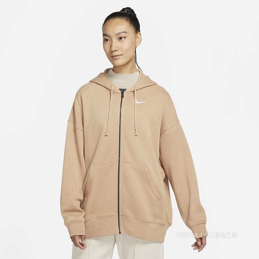 Nike Sportswear Essentials 女子全长拉链开襟起绒连帽衫
