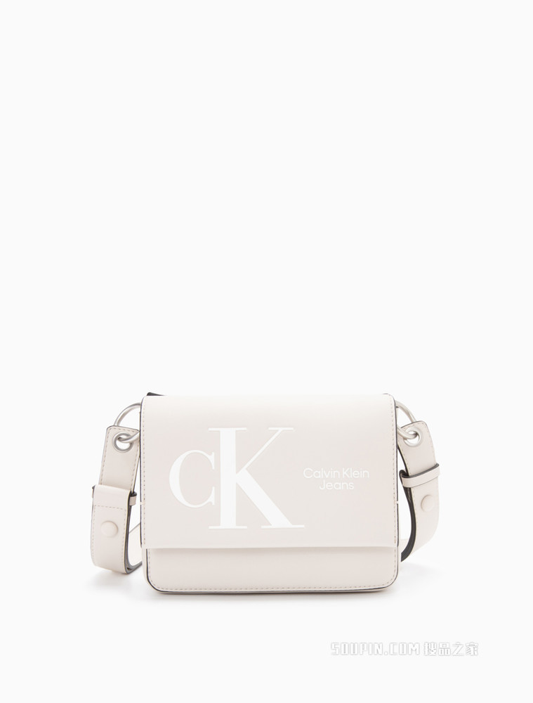 【情人节礼物】Calvin Klein 女士可卸肩带压纹翻盖单肩包DH3106