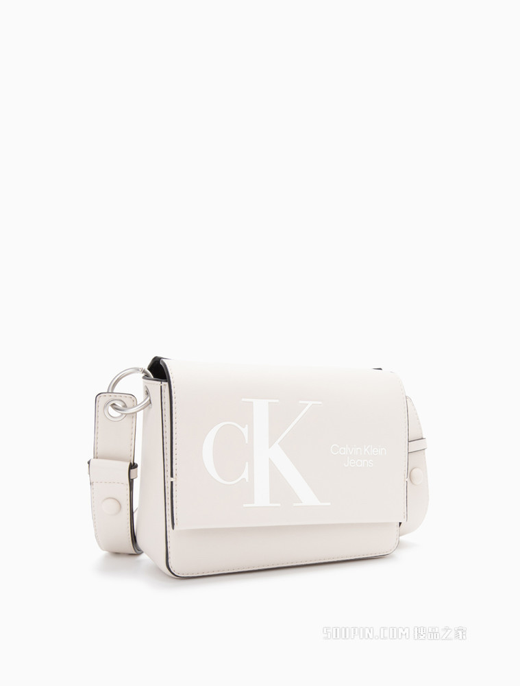 【情人节礼物】Calvin Klein 女士可卸肩带压纹翻盖单肩包DH3106