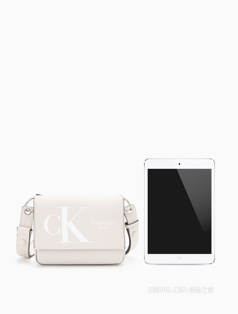 【情人节礼物】Calvin Klein 女士可卸肩带压纹翻盖单肩包DH3106
