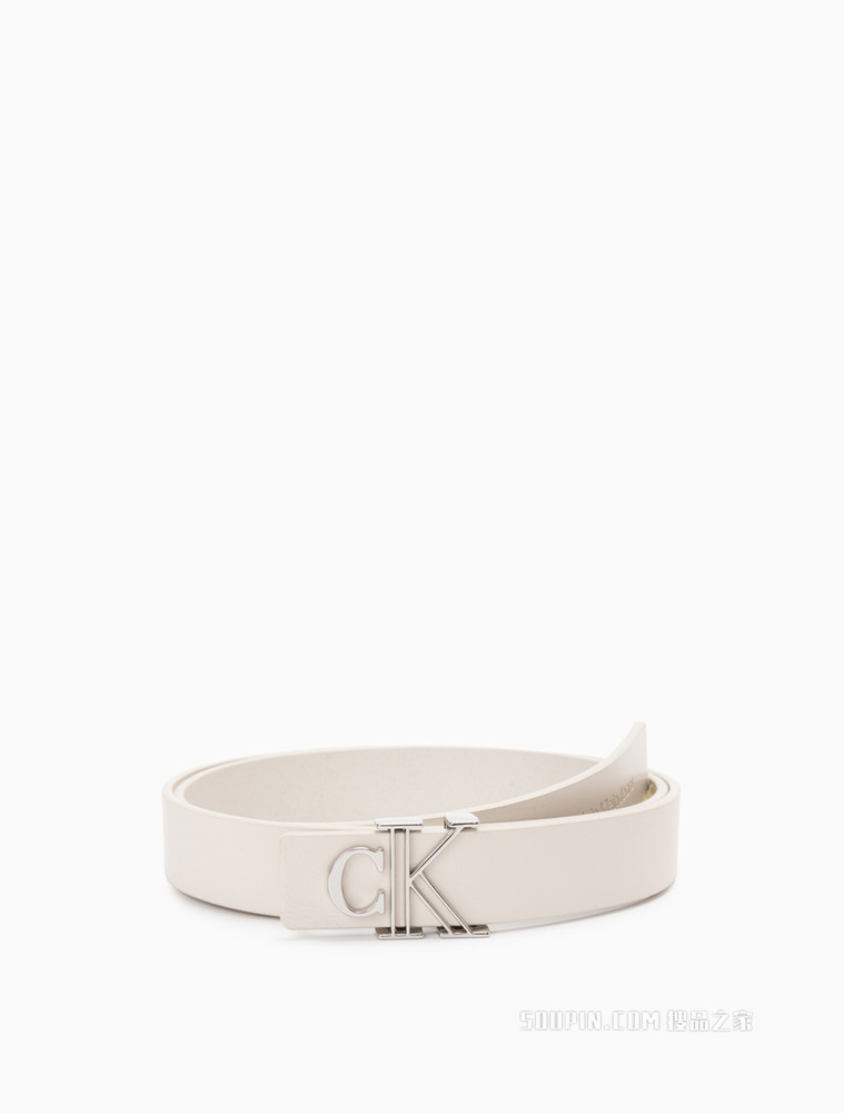 【情人节礼物】Calvin Klein 女士金属LOGO牛皮皮带腰带DC0520