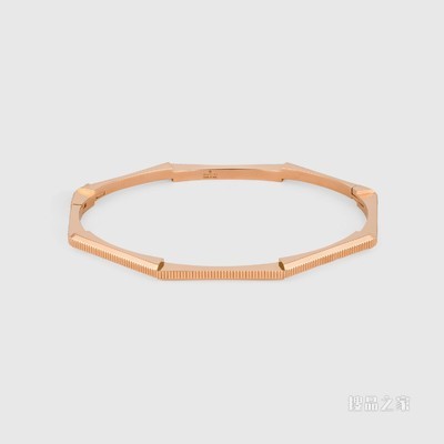 Gucci Link to Love系列条纹刻花手镯 18K玫瑰金