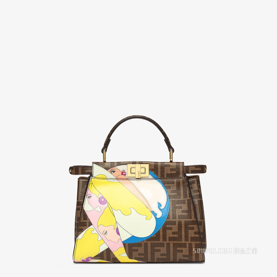 Peekaboo Iconic迷你手袋 FF镶饰釉光布料手袋