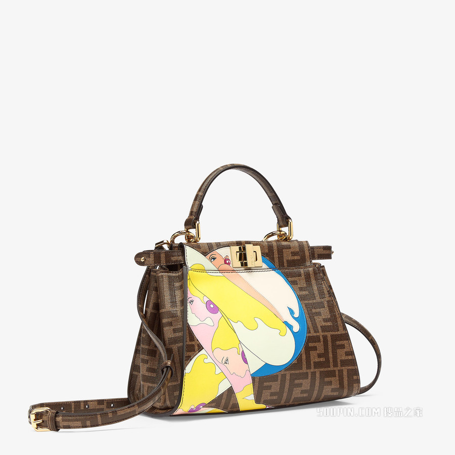Peekaboo Iconic迷你手袋 FF镶饰釉光布料手袋