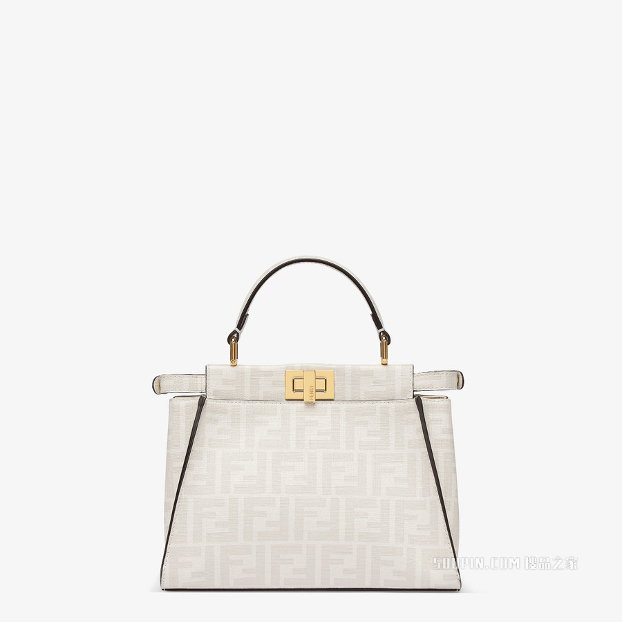 Peekaboo Iconic迷你手袋 FF镶饰白色釉光布料手袋