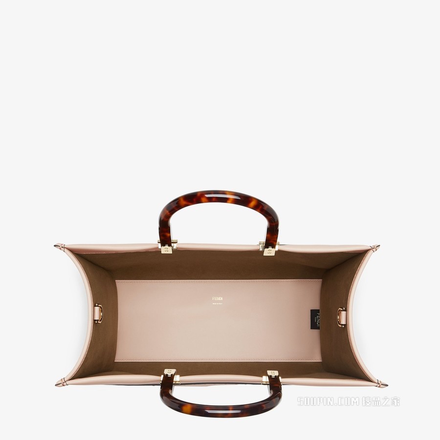 Fendi中号阳光购物手提袋 浅粉色皮革手提袋