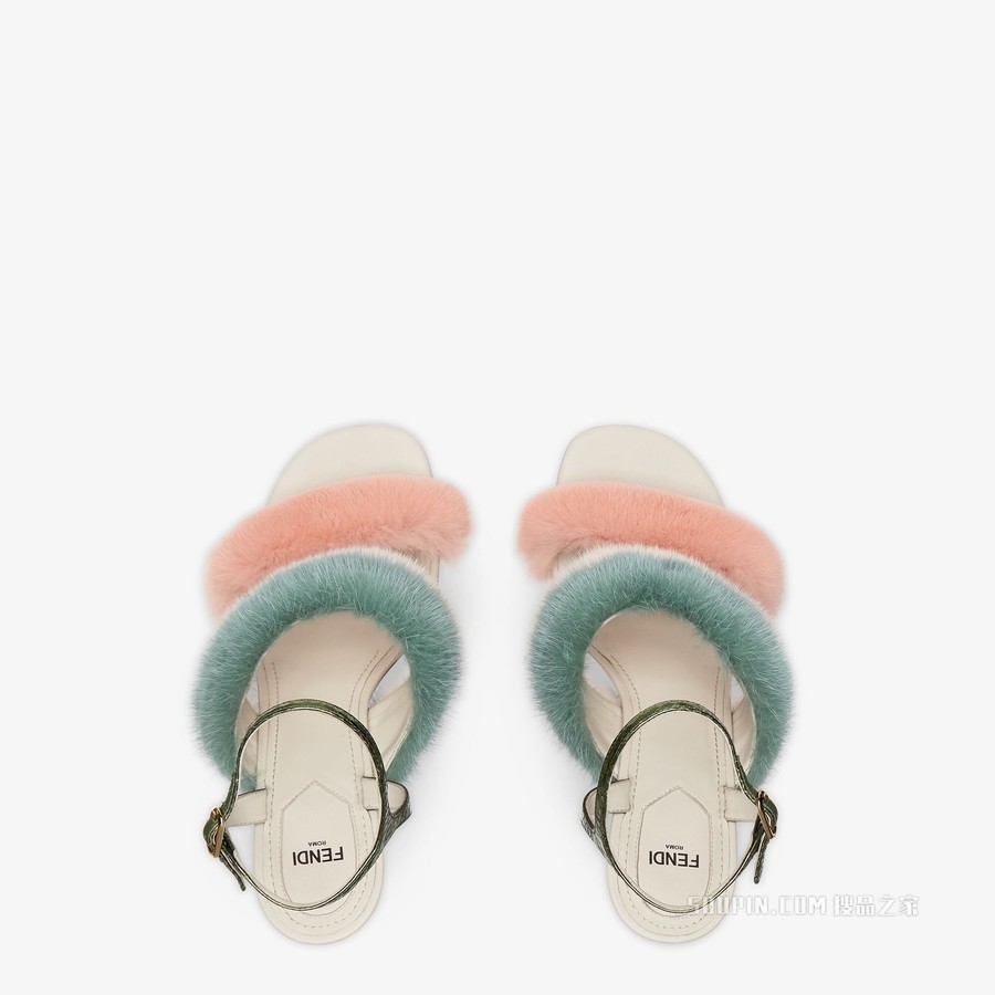 Fendi First 粉红色貂毛高跟凉鞋
