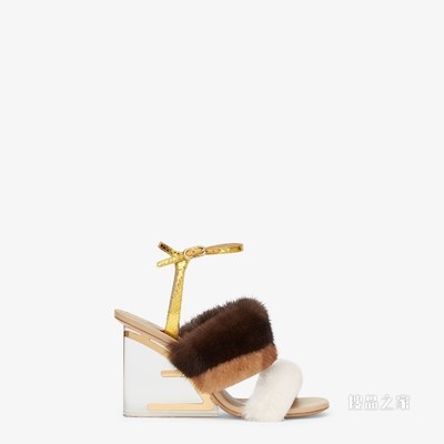 Fendi First 白色貂毛高跟凉鞋